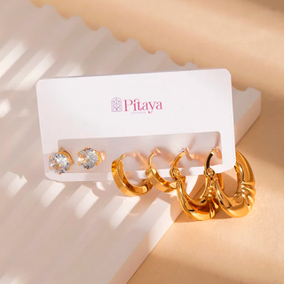 Set de Aretes Dorados Glam