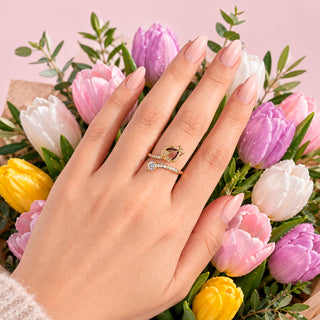 Anillo Ajustable Tulipán con Zirconias