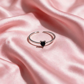 Anillo Ajustable Black Heart Plata925