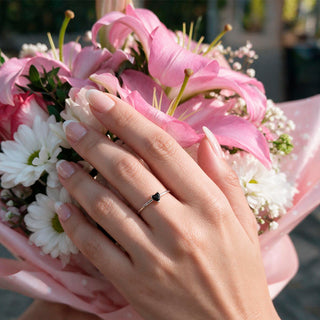 Anillo Ajustable Black Heart Plata925