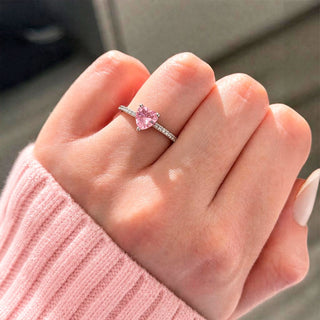 Anillo Promesa Heart Pink Plata 925