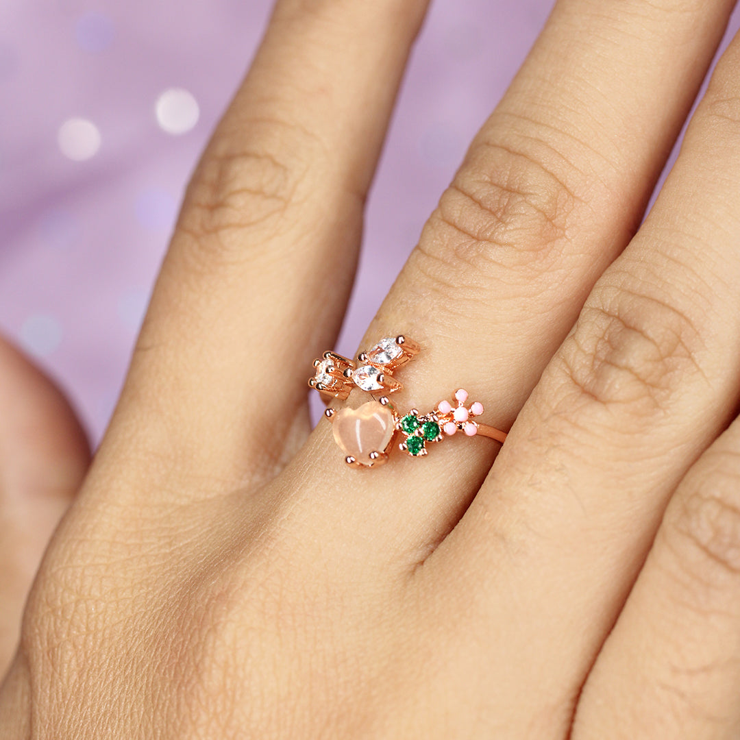 Anillo Rose Gold Pink Heart