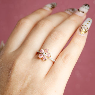 Anillo Flower Pink Plata 925