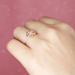 Anillo Flower Pink Plata 925