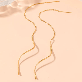 Aretes Voladores Espiral Gold Acero