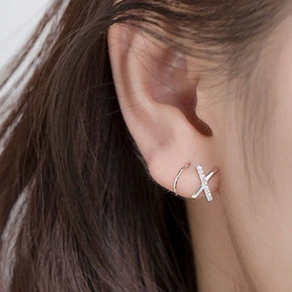 Aretes X Zirconias Plateados