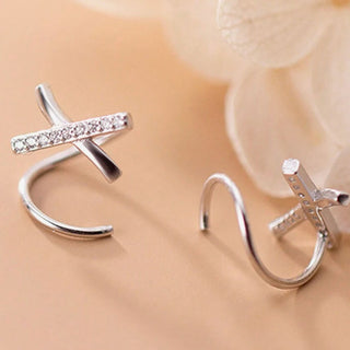 Aretes X Zirconias Plateados