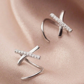 Aretes X Zirconias Plateados