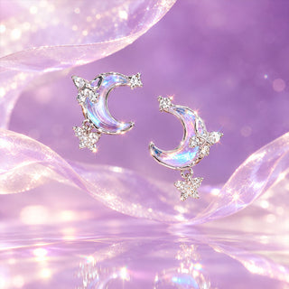Aretes Luna Tornasol con Mariposas