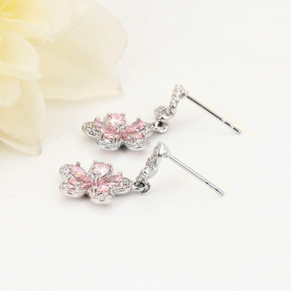 Aretes Flor & Mariposa Pink