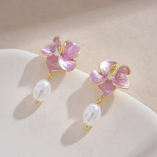 Aretes Florales Rosa