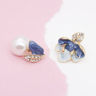 Aretes Flor y Perla Blue