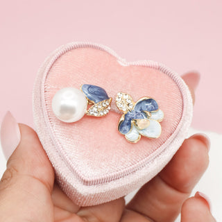 Aretes Flor y Perla Blue