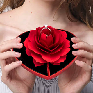 Cajita de Regalo para Anillo Rosa Roja 3D