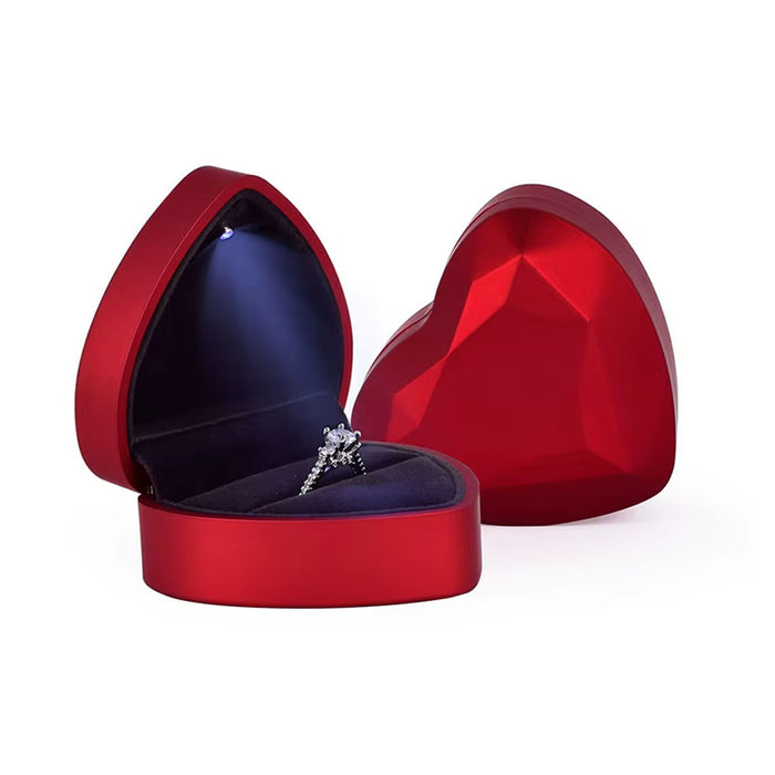 Cajita de Regalo para Anillo Y Aretes Chicos Corazón con Luz Led