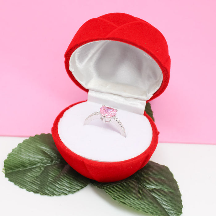 Cajita de Regalo para Anillo Y Aretes Chicos Rosa Roja