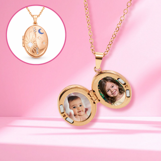 Relicario Cosmos Dorado Personalizado Foto a Color