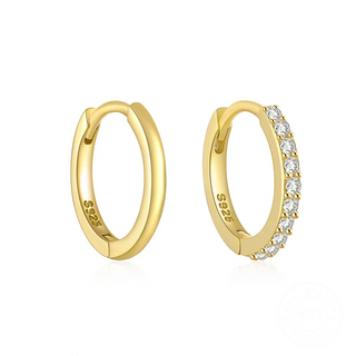 Set Hoop Liso y Zirconias Plata 925