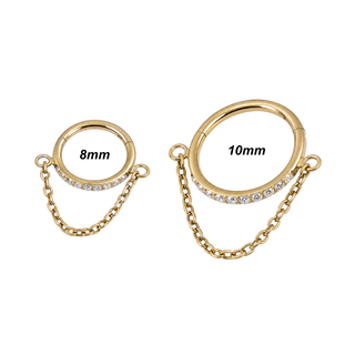 Piercing Aro Zirconias con Cadena Titanio