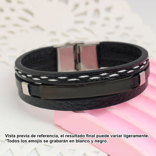 Pulsera Triple Negra Personalizada para Hombre