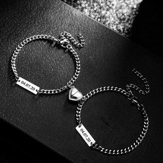 Pulseras de Pareja con Imán de Corazón Personalizada