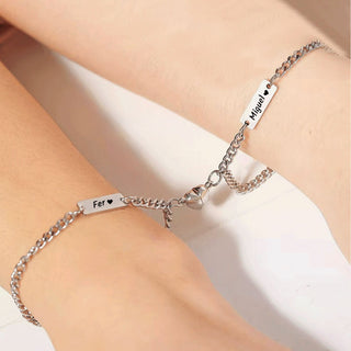 Pulseras de Pareja con Imán de Corazón Personalizada