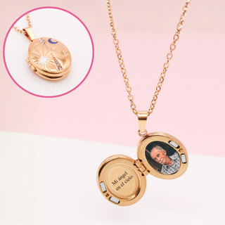 Relicario Cosmos Dorado Personalizado Foto a Color