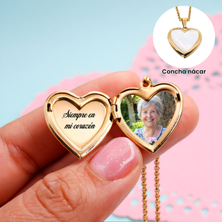 Relicario Corazón Nácar Personalizado Foto a Color