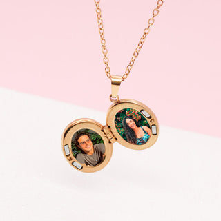 Relicario Cosmos Dorado Personalizado Foto a Color