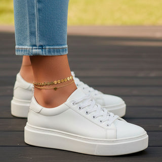 Tobillera Doble Brillante de Corazón