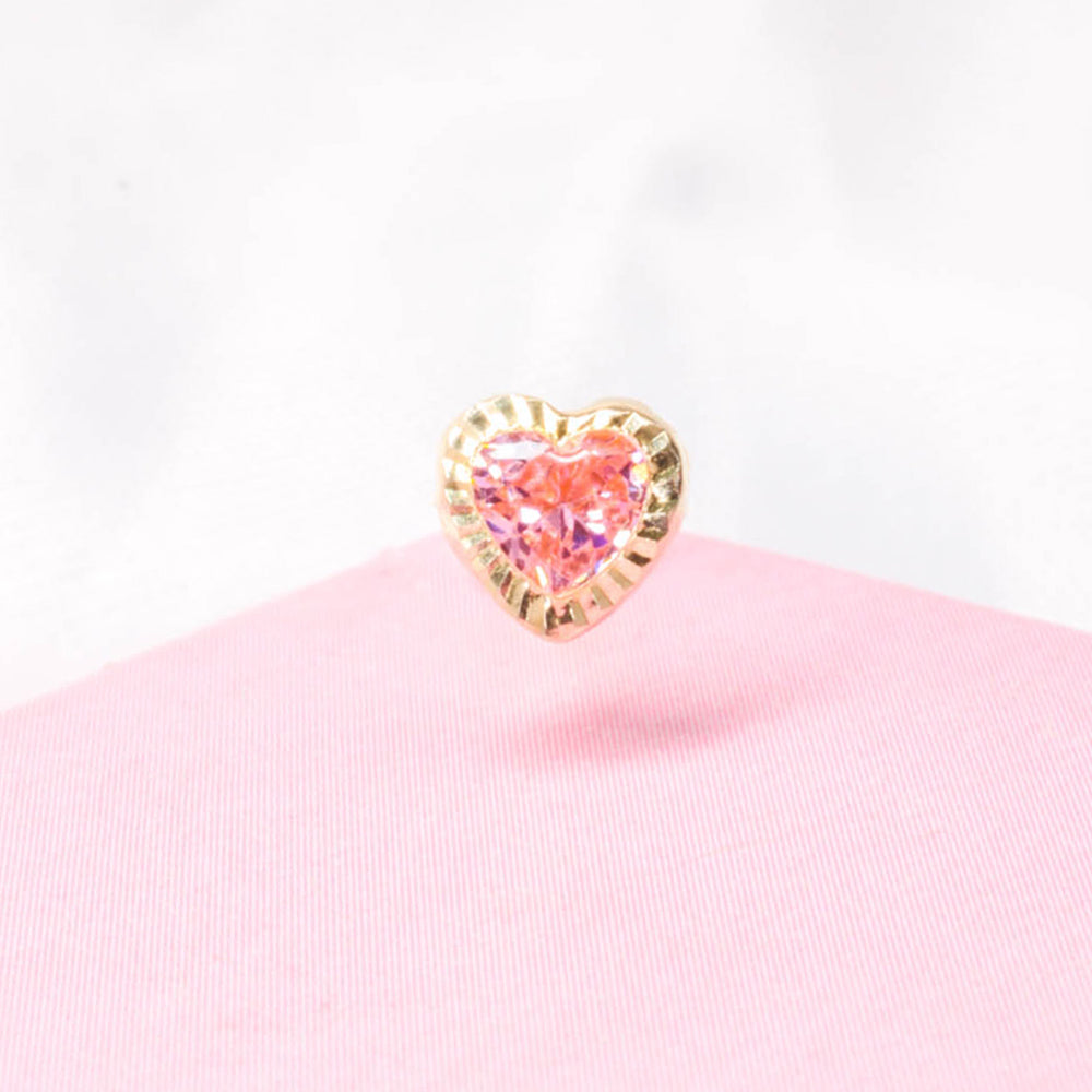 Piercing Oro 10k Corazón Pink