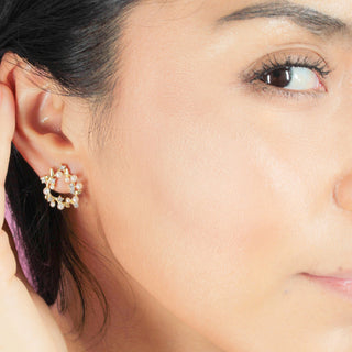 Aretes Corona de Laurel con Perlas