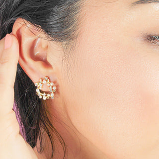 Aretes Corona de Laurel con Perlas