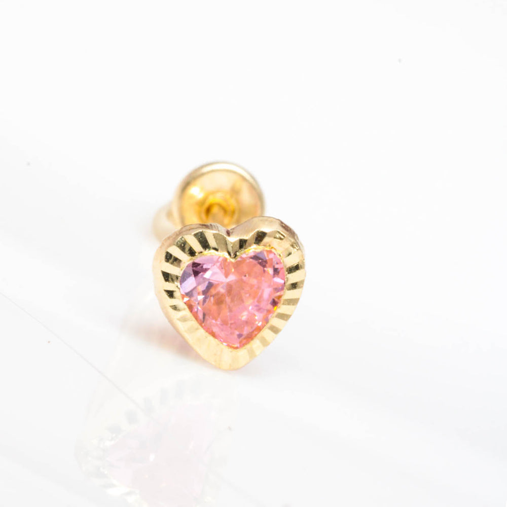 Piercing Oro 10k Corazón Pink